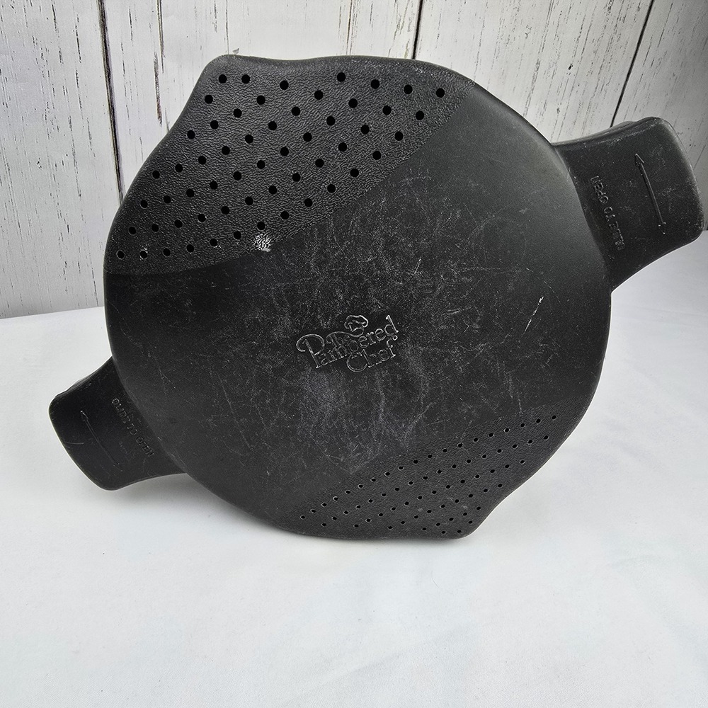 Pampered Chef Large 8 Cup 2 Qt Micro Cooker Microwave Steamer Strainer Lid Black